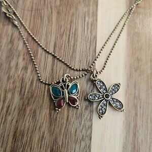 Lucky brand flower and butterfly necklace
